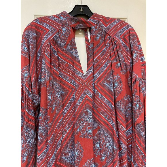 Free People Walking On A Dream Printed Tunic XS Cutout Bohemian Festival Blouse - Picture 4 of 8
